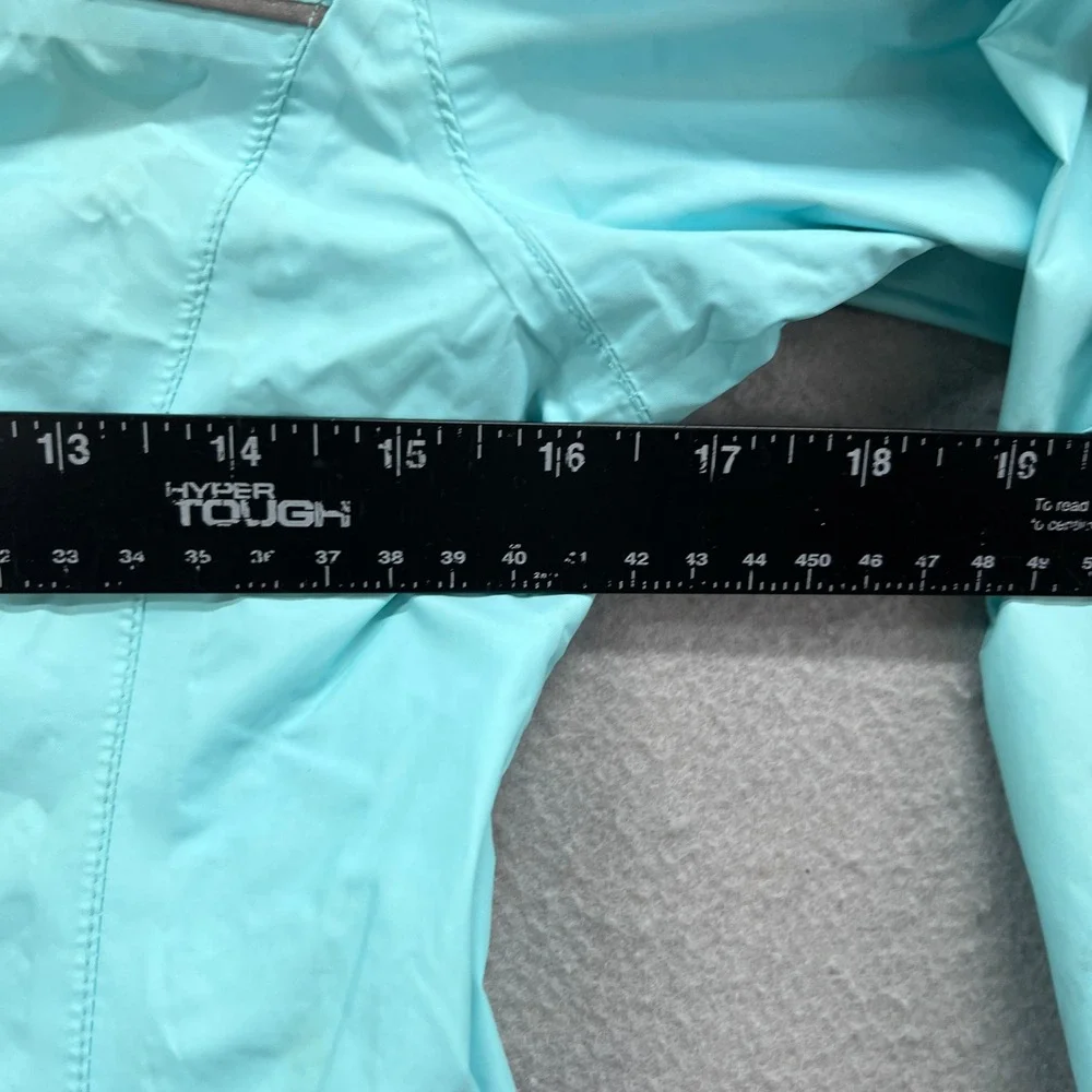 Columbia Rain Jacket Girls M 10/12 Aqua Blue Omni-Tech Hooded Outdoor Waterproof